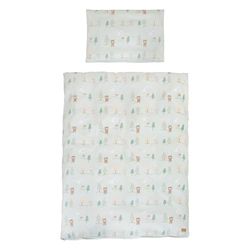 roba Barnsängkläder Woodland Buddies – påslakan 100 x 135 cm + kudde 40 x 60 cm – sängkläder set 2 delar av bomull – pastellgrön