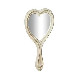 Biscottini Handspiegel, 18 x 4 x 32 cm, van hout, decoratieve draagbare spiegel en make-upspiegel voor meisjes en meisjes, draagbare kappersspiegel