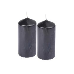 Homéa, Set de 2 Bougies Pilier D5 x H10 cm Essentiel Coloris Noir