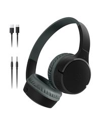 Belkin SoundForm Mini Auriculares inalámbricos para niños con micrófono, on Ear, 30 Horas de autonomía y Adhesivos, Cascos supraaurales para enseñanza en línea y Viajar, iPhone, iPad o Galaxy, Negro