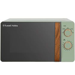 Russell Hobbs RHMM713MG-N 17 Litre Matt Green Manual Microwave with Wood Effect handle and dials