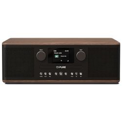Pure Classic C-D6 Equipo de música (Reproductor de CD, Dab+/FM, Bluetooth, AUX, USB, Alarma Sleeptimer) Café Negro/Nogal