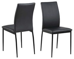 AC Design Furniture Devin Sedie da Pranzo Nere Set di 4 Pezzi Sedie da Cucina in Ecopelle Mobili per Sala da Pranzo Sedie Moderne Nere H: 92 x L: 43,5 x P: 53 cm
