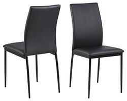 AC Design Furniture Devin Chaises de Salle à manger, Lot de 4, Simili Cuir Noir, Chaises de Cuisine, Meubles de Salle à Manger, H : 92 x L : 43,5 x P : 53 cm