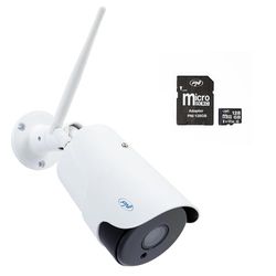 PNI House IP52LR 2MP 1080P - Kit telecamera di videosorveglianza wireless con scheda di memoria MicroSD IP 128 GB con adattatore SD
