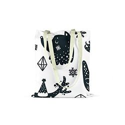 Bonamaison Bolso De Mano Impreso, 100% Algodón, Bolso de la Compra Reutilizable, Bolso De Compras, Ecológico, Plegable, Bolso de Tela de Lona con Asas, 34X40 Cm - Diseñado y Fabricado en Turquía