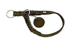 HUNTER Solid Education Collar de Entrenamiento para Perros, Cuero, Suave, Antideslizante, 45 (S-M), Oliva
