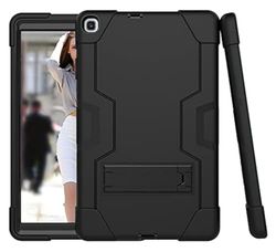 Funda para Samsung Tab S5E T720/T725 (2019) con Soporte, Funda Protectora híbrida Dura Duradera de Tres Capas (Negro + Negro)