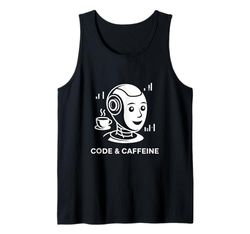 Code & Caffeine Robot Coffee Tech Programming Tank Top