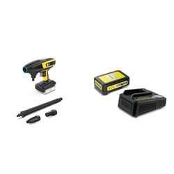 Kärcher KHB 6 Battery middendrukreiniger (druk: 24 bar, wateraanzuiging, straalbuis, vlakstraalsproeier, vuilfrees) & Kärcher Starter Kit Battery Power 18/25 (18V/2,5Ah, 18 V snellader)