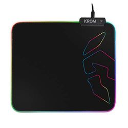 KROM Knout RGB - Tapete de jogos para ratos para computador, base de borracha antiderrapante, moldura costurada com faixa LED RGB, tamanho 320 x 270 x 3 mm, cor preta