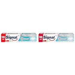 Signal Pasta de Dientes que ayuda a remineralizar el esmalte Bicarbonato Blanqueador con flúor y bicarbonato sódico 100 ml (Paquete de 2)