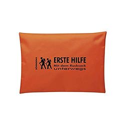 Söhngen 03080190 Kit de premiers secours avec sac à dos de voyage comprenant : pansements, bandages élastiques, bandes WSS, gants de protection, ciseaux, etc. Orange