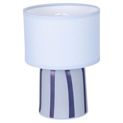 Lampada led portatile a batteria h. 20 cm, base in vetro e paralume in tessuto, Ocean