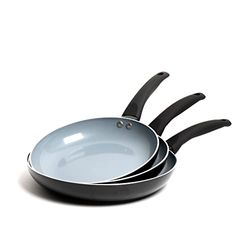 MasterClass Ceramic Eco Non-Stick Recycled Can-to-Pan Saucepan, 20cm, Frypans 24cm and 30cm