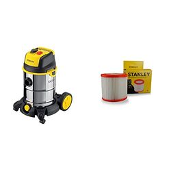 Stanley SXVC30XTDE Aspirateur Solides et Liquides (1600 W, 30 l) & Filtre Cartouche à Haute Efficacité pour Aspirateurs Solides et Liquides