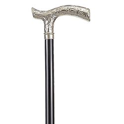 Ottavio Recalcati - Leonardo 27736 Houten stok met gegraveerde metalen handgreep, geciseleerd, T-vormig, uniseks, zwart