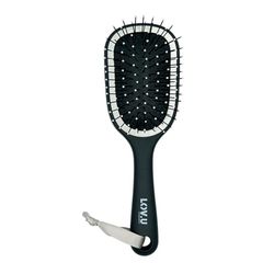 PARSA Beauty LOV.U Detangling Brush Wet & Dry (Black) - Small Hair Brush with Multi-Flexible Nylon Pins - Travel Hair Brush - Hair Brush Women - Hair Brush
