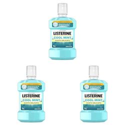 LISTERINE Collutorio Cool Mint Gusto Delicato, Collutorio senza alcool a base di Oli Essenziali Antibatterici e Fluoruro, Per una corretta igiene orale e un alito fresco, 1L (Confezione da 3)