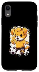 Carcasa para iPhone XR Perro Golden Retriever jugando al fútbol | Mascota cómica