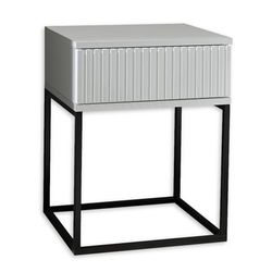 Stella Trading Marle Table de Chevet Moderne avec tiroir et Structure en métal Noir Blanc, Bois d'ingénierie, 40 x 52 x 38,5 cm