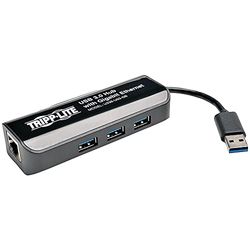 Tripp Lite Adattatore di rete USB 3.0 SuperSpeed a Gigabit Ethernet NIC con 3 porte USB 3.0 (U336-U03-GB), nero