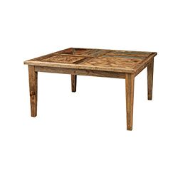 Biscottini Tavolo legno massello 152x152 cm Made in Italy | Tavolo legno grezzo riciclato | Tavolo da pranzo in legno massello | Tavolo sala