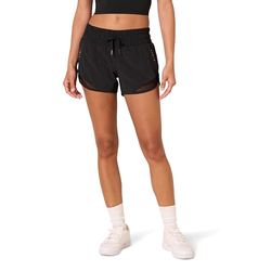Amazon Essentials Pantaloncini da Corsa Sportivi con Arricciatura in Vita Intrecciata, vestibilità Regolare Donna, Nero, XL Plus