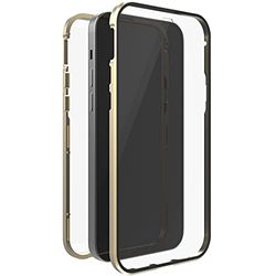 White Diamonds - Fodral 360 graders glasfodral lämpligt för Apple iPhone 13 Pro I mobilskal, transparent, magnetstängning skydd (transparent med gyllene ram)