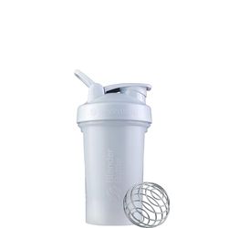 BlenderBottle Classic V2 Shaker Bottle with Stainless Steel Ball, For Protein Shakes, Dishwasher Safe, 590ml, White