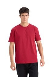 DeFacto Basic T-shirt för män – klassisk t-shirt för män Bordeaux M, Bordeaux, M