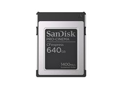 SanDisk 640GB PRO-CINEMA Cfexpress Type B, up to 1500 MB/s write, up to 1700 MB/s read speeds, Flawless 8K video capture