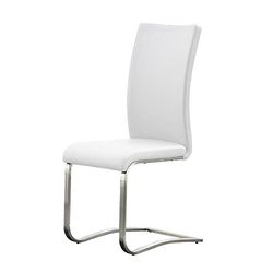Robas Lund Eetkamerstoel, wit, set van 2, belastbaar tot 130 kg, schommelstoel met rundleer, frame van roestvrij staal, comfortabele zithoogte, 52 x 43 x 103 cm