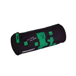 TOYBAGS Minecraft pennenetui, rond, 8 x 22 x 8 cm, schoolrugzak, uniseks, kinderen, zwart, maat L, Zwart, L