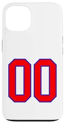 Number 00 college sports style in Red Blue white Case for iPhone 13