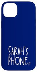Sarah's Phone Sarah Nome Personalizzato Bianco Blu Custodia per iPhone 14 Plus