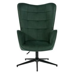 Nowoczesny, aksamitny fotel z regulowaną wysokością i podstawą obrotową – tuftted Upholstery and High Backrest do salonu, biura, sypialni, kolor zielony, 70 x 80 x 100 cm