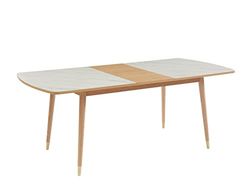 BAÏTA Leon - Mesa de Comedor Extensible, mármol Blanco, 160/200 cm