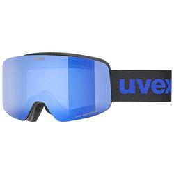 uvex pwdr FM, Skibril Unisex kinderen, black matt/blue-clear, one size