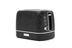 Haden Starbeck Black Toaster 2 Slice - Dual Controls - Variable Browning Controls - Easy To Clean - 1040W - Removable Crumb Tray - Wide Slots - Compact 2 Slice Toaster