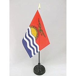AZ FLAG Bandera de Mesa de Kiribati 15x10cm - BANDERINA de DESPACHO KIRIBATIANA 10 x 15 cm Punta Dorada