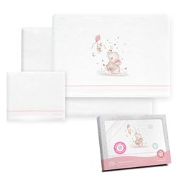 Interbaby Beddengoed voor kinderwagen, 40 x 80 cm, baby - winterbeddengoed van flanel, model olifant, inclusief hoeslaken + laken + kussensloop