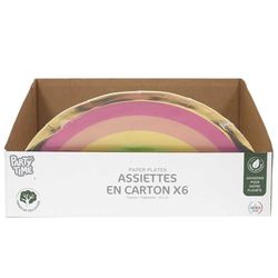 PARTY TIME, EA10208, Assiettes en Carton Licorne et Arc-en-Ciel x6, Accessoires de Fête pour Petits et Grands, Dimensions Pratiques 13.50 x 27 cm, Idéal Anniversaire et Événements