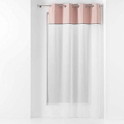 Douceur d'Intérieur, Voilage à Oeillets (137 x 240 Cm) Jolibel Rose, Voile Sablé Finition Top Coton