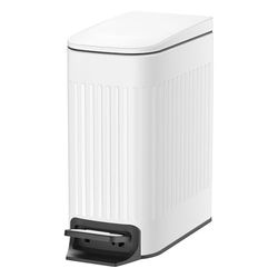 TIPGO Petite poubelle de salle de bain avec couvercle à fermeture douce, 6 litres en acier inoxydable avec seau intérieur amovible, pédale à pied, poubelle fine pour chambre à coucher, bureau, cuisine