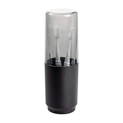 iDesign Austin Suporte para escovas de dentes de plástico e metal, preto mate, 7,6 cm de diâmetro x 22,9 cm