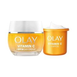 Olay VitaminC + SPF30 50ML Y Refill/Ricambio 50ML Crema antimacchia idratante da giorno con protezione solare. Pelle visibilmente più luminosa e luminosa