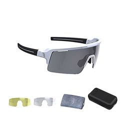 BBB Cycling Unisex vuxen cykel sportglasögon moderna stora glas Grilamid MTB vägcykel grus kvinnor och män vit Fuse BSG-65, matt vit, en storlek