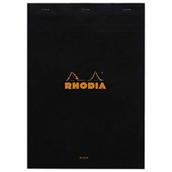 RHODIA 180009C - Stapled Notepad N°18 Black - A4 - 80 Detachable Sheets - Plain White Clairefontaine Paper 80 g/m - Soft, Resistant and Waterproof Coated Card Cover - Basics