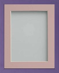 Frame Company Jellybean Range Purple Wooden 10x8 inch Picture Photo Frame with Pink Mount for Image 6x4 inch * Choice of Colours & Sizes* Fitted with Perspex